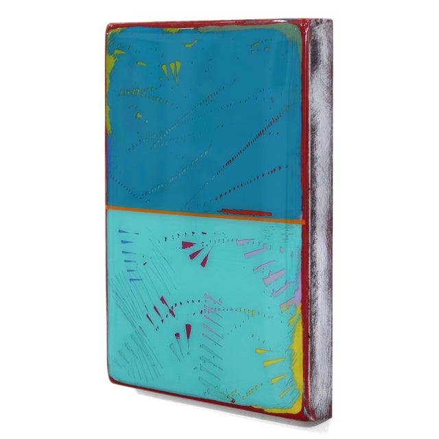 The Window 342 - Modern Resin Minimalist Blue Two Tone Color Field Abstract Original Artwork by Ricky Hunt For Sale In Los Angeles - Image 6 of 9