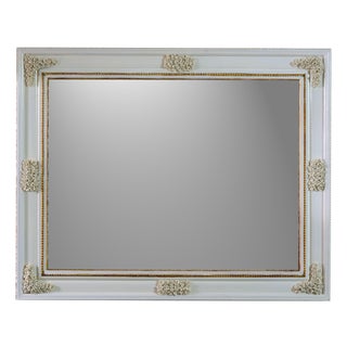 Late 20th Century Rectangular Wall Mirror with Capodimonte Porcelain Roses and Gilded Details from Giulio Tucci, Italy For Sale