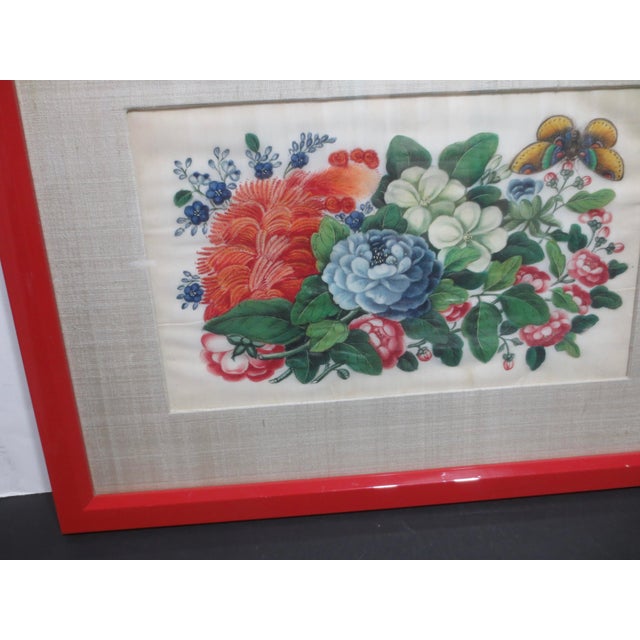 Late 19th Century Antique Chinese Watercolor Floral For Sale - Image 5 of 8