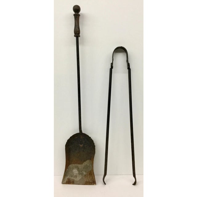 French Antique Wrought Iron Fireplace Tool Set - 2 Piece For Sale - Image 12 of 12