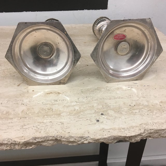 1960s Candle Holders Silver Plate - A Pair For Sale - Image 5 of 9