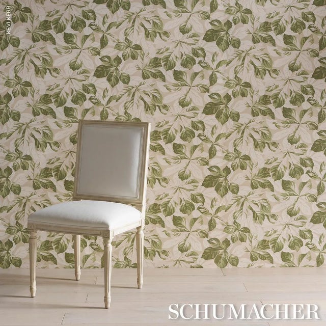 2020s Schumacher Arboreal Handprint Wallpaper In Leaf For Sale - Image 5 of 5