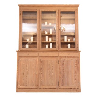 Large Pine Display Cabinet, 1930s For Sale
