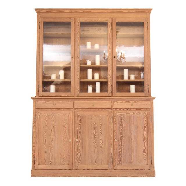Large Pine Display Cabinet, 1930s For Sale