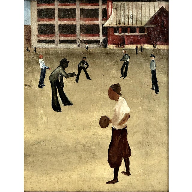 This oil-on-board painting by Allan Rohan Crite (1910-2007) captures a casual neighborhood sports game, a theme that...