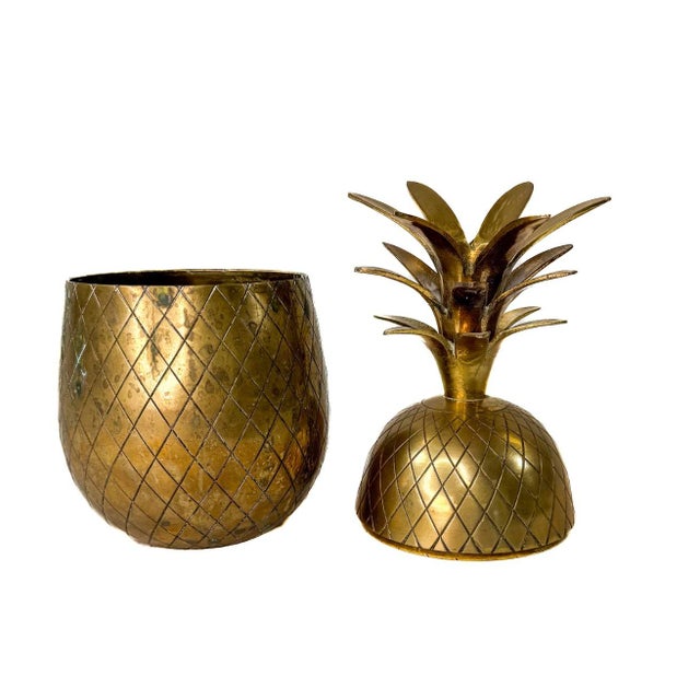 Mid-Century Modern Mid 20th Century Brass Decorative Pineapple Jar For Sale - Image 3 of 4