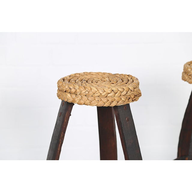 Jacques Adnet Vintage French Bar Stools by Frida Minet and Adrien Audoux, 1950s, Set of 2 For Sale - Image 4 of 14