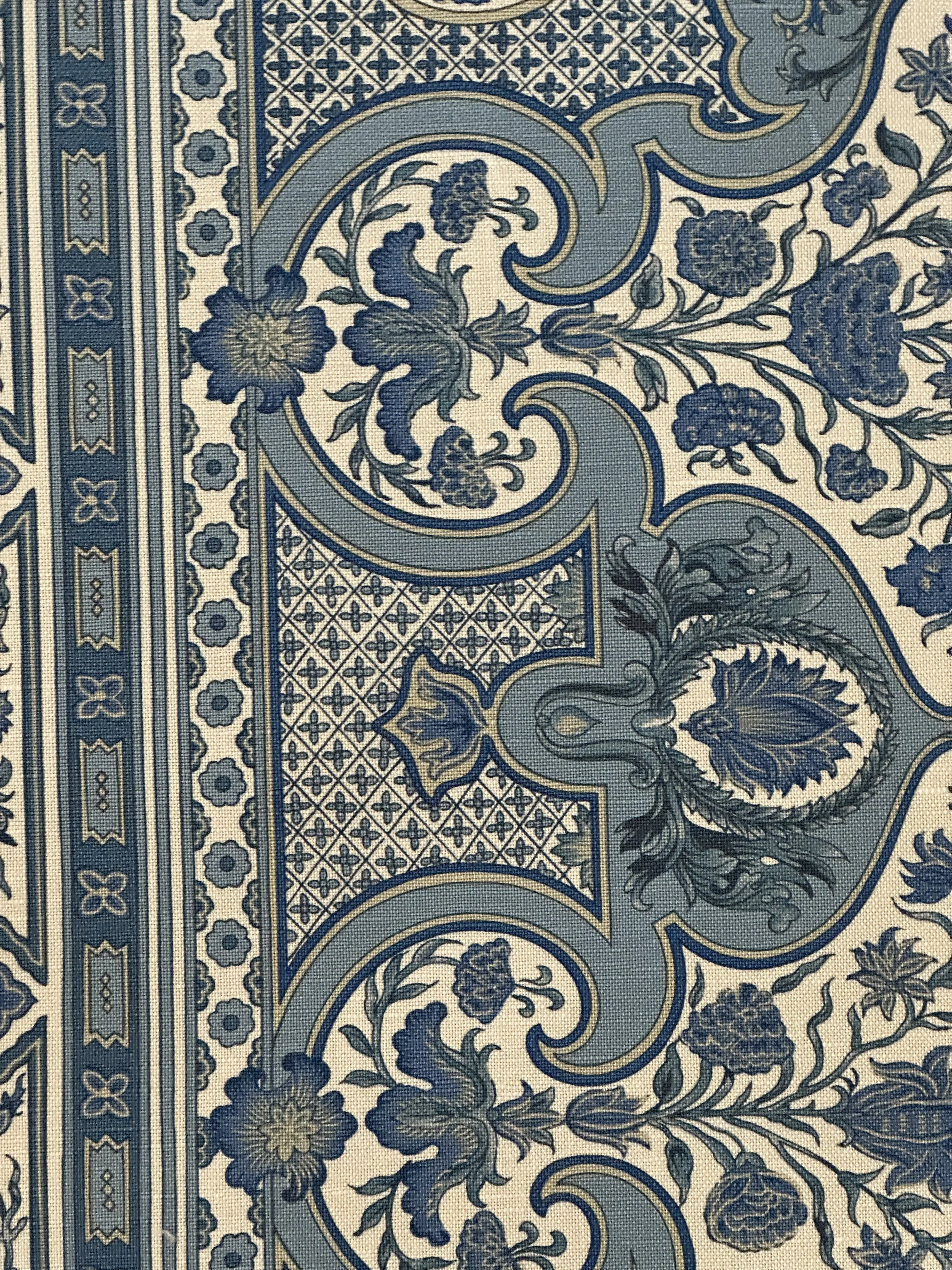 Brunschwig & Fils Digby S Tent Linen & Cotton Print Moroccan Blue