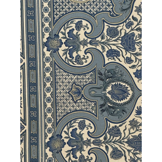 Brunschwig & Fils Digby S Tent Linen & Cotton Print Moroccan Blue Fabric 4 1/2 Yards For Sale