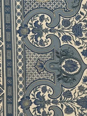 Brunschwig & Fils Digby S Tent Linen & Cotton Print Moroccan Blue Fabric 4 1/2 Yards