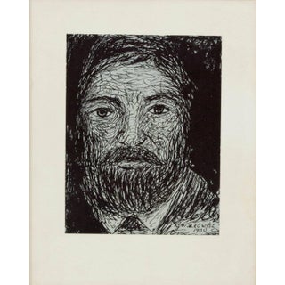 Abraham Walkowitz, Modernist Drawing, Portrait of a Man, 1900 For Sale