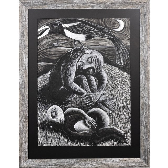 Julian Ruddock, The Thief, Pastel on Paper, 1980s, Pastel For Sale