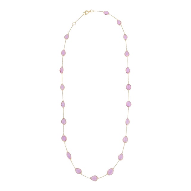 English 10.7 Carat Pink Sapphire Station Chain Necklace in 18k Gold by VRJewels For Sale - Image 3 of 9
