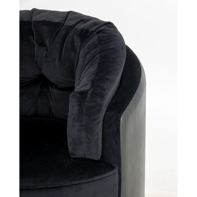 Mid 20th Century Luxxu "Otto" Black Velvet and Leather Armchair For Sale - Image 5 of 7