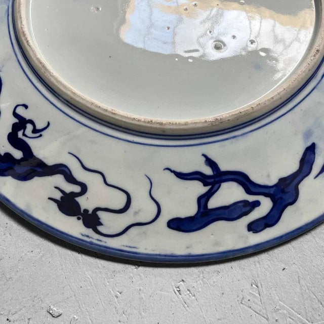 Blue Japanese Sometsuke Blue and White Imari Ware Plate, 1900s For Sale - Image 8 of 12