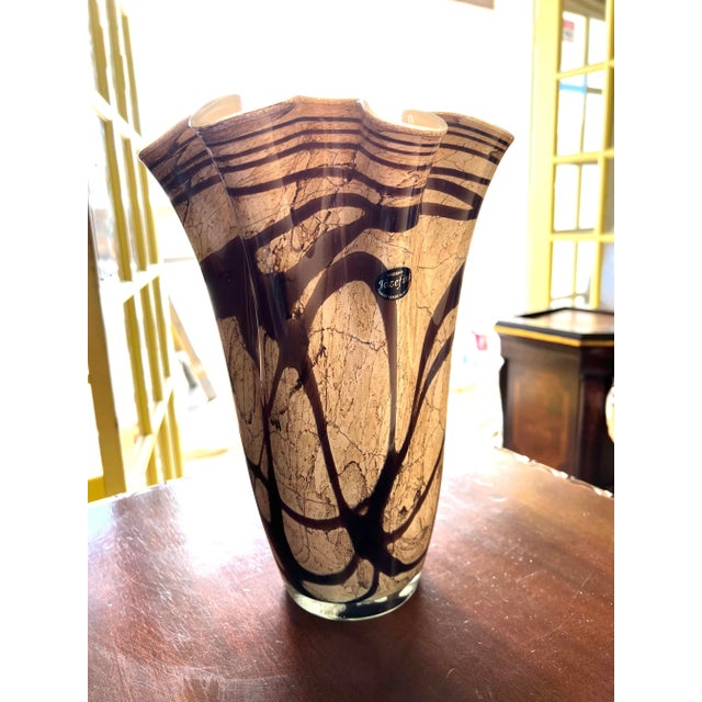 Vintage Krosno Jozefina Poland Handkerchief Blown Glass Vase For Sale In West Palm - Image 6 of 8