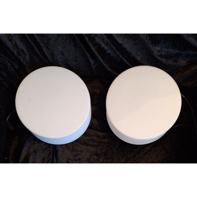 Vintage Minimalist Ceiling Lamps with White Metal Brackets and White Opal Glass Shades by Zumtobel, 1990s, Set of 2 For Sale - Image 6 of 8