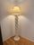 Striking vintage spiral plaster floor lamp in the manner of Michael Taylor, featuring a tall sculptural twisted column...
