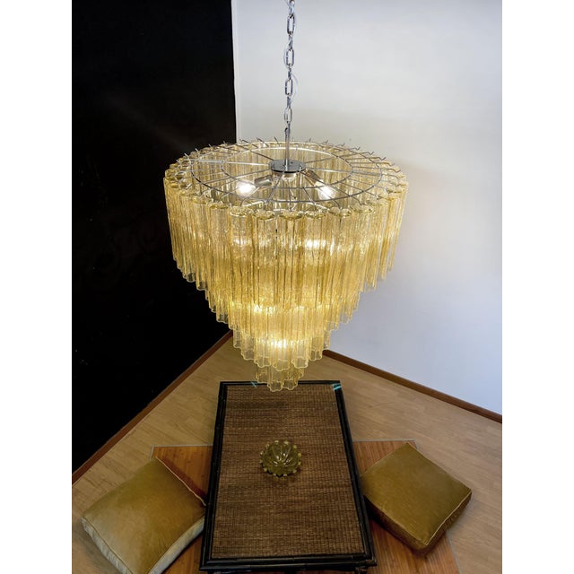 Vintage Murano Glass Tiered Chandelier with 78 Glasses in Light Amber, 1990s For Sale - Image 14 of 18