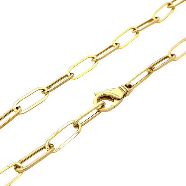 Early 21st Century 14k Yellow Heavy Gold Paperclip Link Chain Necklace For Sale - Image 5 of 8