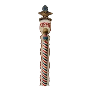 Antique Early American Carved Painted Gilt Wood Barber Pole