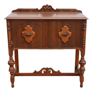 Art Deco Jacobean Style Server/Buffet Walnut With Birdseye Maple Accents
