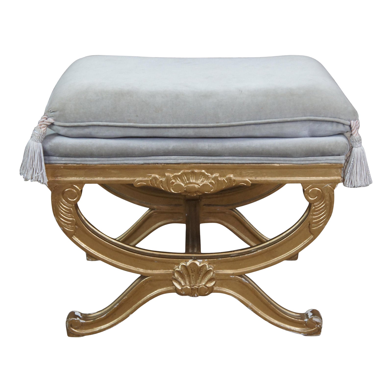 Vintage French Empire Regency Style Gold Vanity Stool Chairish