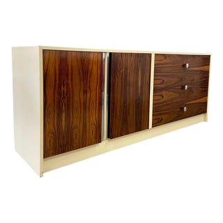 1970s Mid Century Milo Baughman Style Lacquer and Rosewood Credenza For Sale