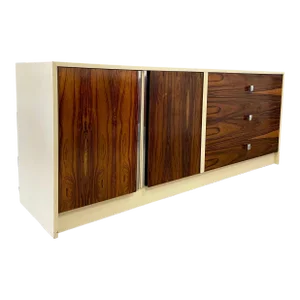 1970s Mid Century Milo Baughman Style Lacquer and Rosewood Credenza