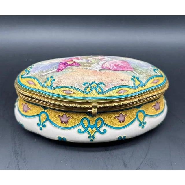 Oval Sèvres Porcelain Box Painted with a Courting Couple, 1890s For Sale - Image 13 of 13