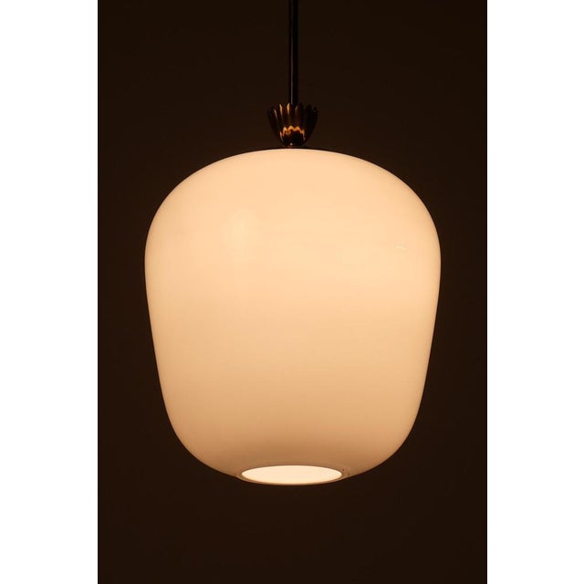 Metal Glass and Brass Pendant attributed to Böhlmarks, Sweden, 1940s For Sale - Image 7 of 9