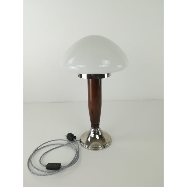 Art Deco Wood and Glass Table Lamp, France, 1930s For Sale - Image 6 of 11