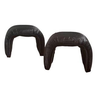 1970s Postmodern Springer Style Rabbit Fur Waterfall Benches - A Pair For Sale