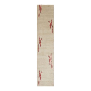 Contemporary Art Deco Style Pictorial Fish Wool Runner by Rug & Kilim, India For Sale