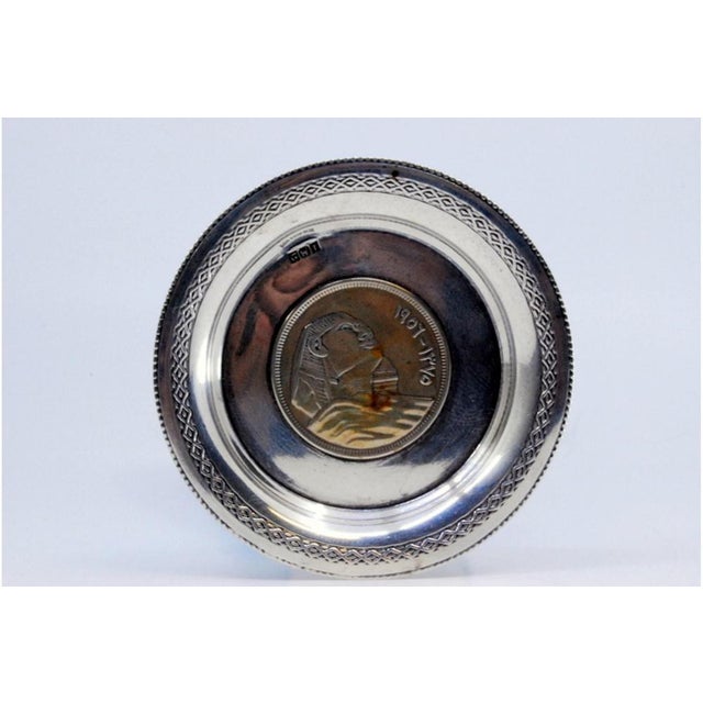Silver Ring with Surrounding Strips and Sphinx Coin For Sale - Image 4 of 7