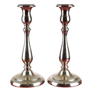 800 Silver Candleholders from Greggio, Set of 2 For Sale