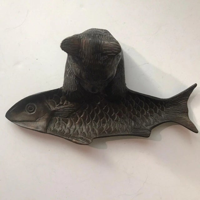 Vintage bronze cat and fish pen tray desk accessory. It is solid and weighs approximately 1-1/2 pounds. It would be a...