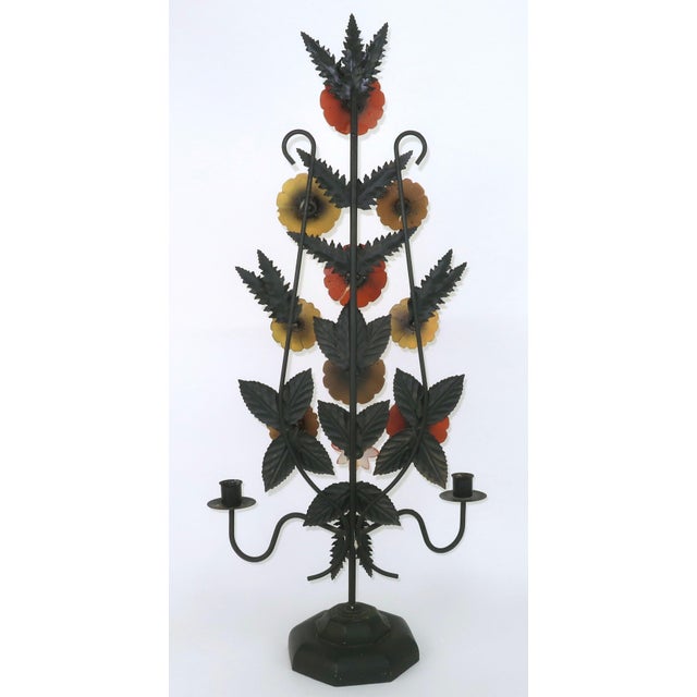 Hot Pink Mod Metal Tole Flower Candle Holder Candelabra, 1960's For Sale - Image 8 of 14