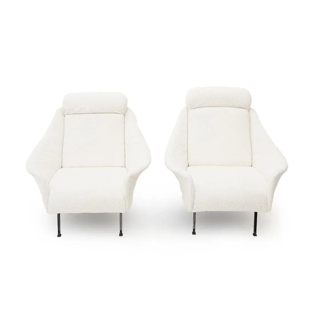 Mid-Century Modern White Bouclé Armchairs, 1950s, Set of 2 For Sale - Image 3 of 16