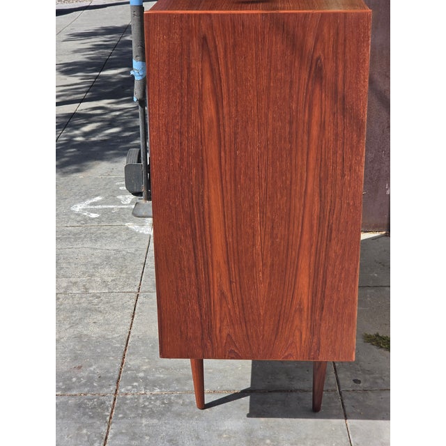 Wood Mid- Century Danish Teak Kai Kristiansen Tall Dresser 5 Drawer For Sale - Image 7 of 15
