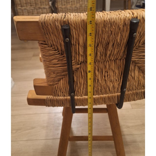 Wood Mid-Century Victor Courtray Style Woven Swivel Dining Chairs - Set of 3 For Sale - Image 7 of 9