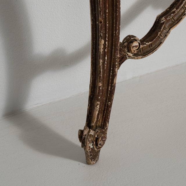 Baroque Patinated Console Table with Marble Top, Antique, France, 19th Century For Sale - Image 12 of 12