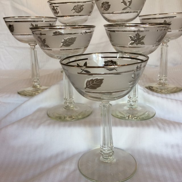 Vintage Libbey Silver Leaf Blown Glass Champagne/Sherbet Glasses Set