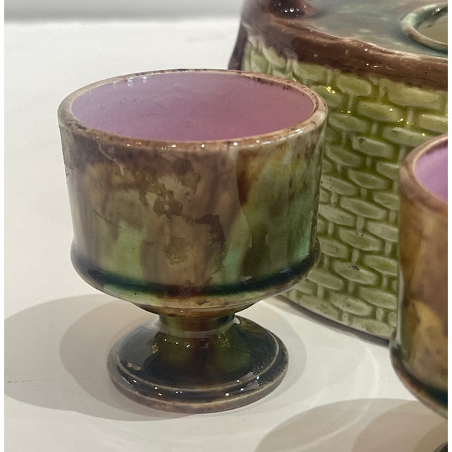 Antique English Majolica Egg Cup Caddy Cruet Set - 5 pcs For Sale - Image 9 of 12