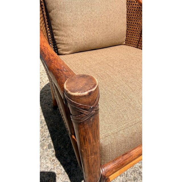 Set of 4 Vintage McGuire San Francisco Bamboo Rattan & Cane Lounge Dining Armchairs For Sale - Image 15 of 17