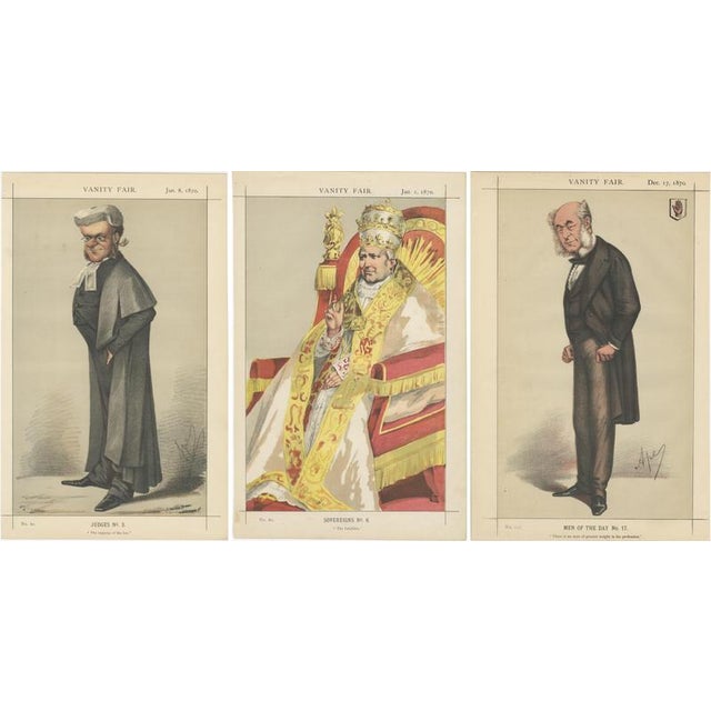 Late 19th Century Vanity Fair Chromolithographs, 1870, Paper, Set of 3 For Sale - Image 5 of 9