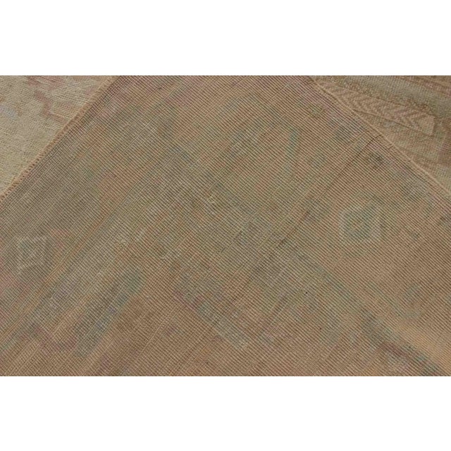 Vintage Turkish Oushak Rug With Faded Sand Field and Pale Brown Medallion For Sale - Image 11 of 12