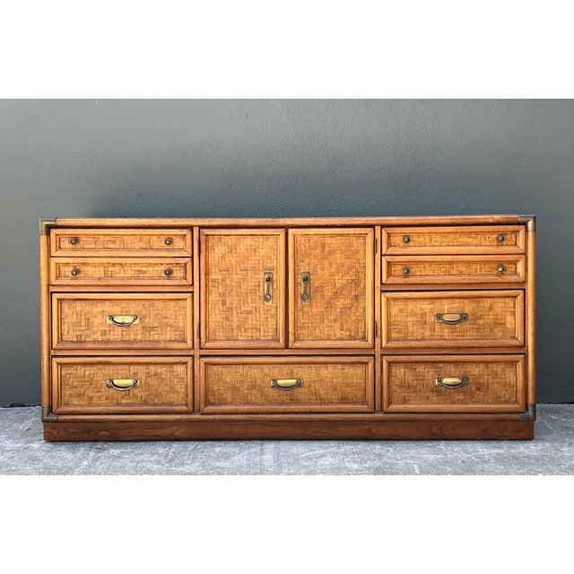 Vintage Parquet Rattan Dresser For Sale In West Palm - Image 6 of 12