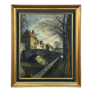 Antique Framed Oil Painting on Canvas by Leon Meechelaere (1880-1964)