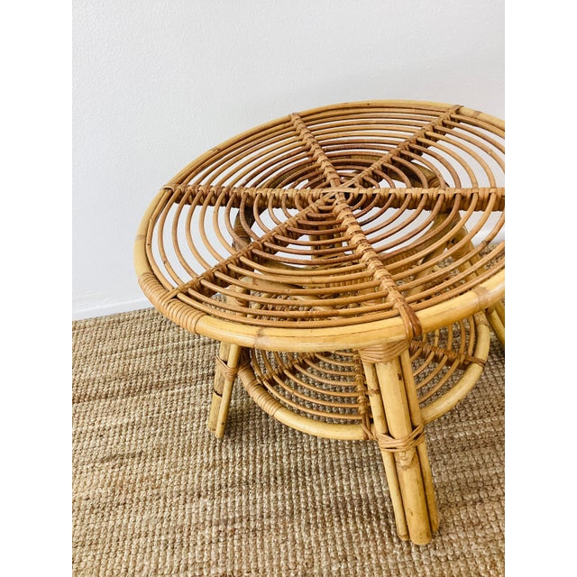 Vintage 1960s Rattan Table Tito Angoli Italian Modern Style For Sale In Palm Springs - Image 6 of 6